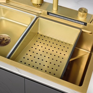 Chiuveta bucatarie, multifunctionala cu o singura cuva Costa Gold 68 x 46 cm - Img 4