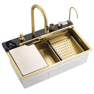 Chiuvetă bucatarie multifuncțională din oțel 10 în 1 REA Alonzo Brush Gold - Img 2