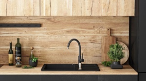 Chiuveta Bucatarie REA NORTH BLACK, Dimensiuni 48.5 x 59.5 x 18 cm, 1 Cuva, Picurator Reversibil, Incastrabila, Forma Dreptunghiulara, Negru - Img 3
