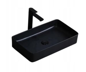 Chiuveta de blat PRO ERA CUBIC, Dimensiuni 51cm x 35 x 11 cm, Ceramica,Fara Gaura Baterie, Negru - Img 1