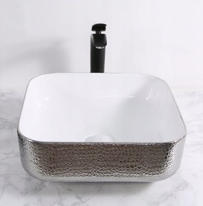 Chiuveta de blat PRO ERA RODO, Dimensiuni 38.5x 38.5x 13.5 cm, Forma Dreptunghiulara, Ceramica sanitara, Fara gaura baterie, Silver - Img 6