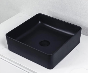 Chiuveta De Blat PRO OSLO, 36x36x 13 Cm, Montaj Pe Blat, Design Deosebit, Forma Dreptunghiulara, Ceramica Sanitara, Negru Mat - Img 3