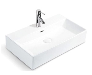 Chiuveta de blat PRO QUADRO, Dimensiuni la alegere, Forma Dreptunghiulara, Ceramica sanitara, Cu gaura baterie, Alb - Img 3