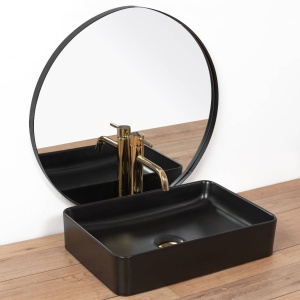 Chiuveta de blat REA AVIA Black, Dimensiuni 50.5cm x 34.5 x 11 cm, Ceramica Sanitara,Fara Gaura baterie, Negru Mat - Img 4