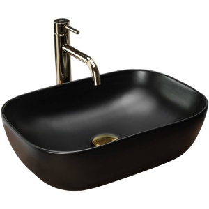 Chiuveta de blat REA BELINDA BM, Dimensiuni 46.5 cm x 33 x 13.5 cm, Ceramica Sanitara,fara gaura baterie, Negru Mat - Img 1