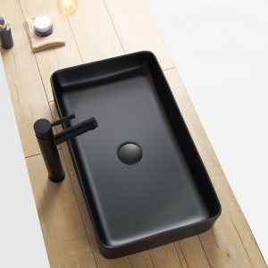 Chiuveta de blat REA Denis, 61x35 X 11 Cm, Montaj Pe Blat, Design Deosebit, Ceramica Sanitara, Negru Mat - Img 3