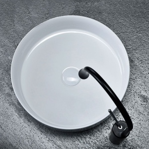 Chiuveta De Blat REA ELMA, 45 x 45 x 14 Cm, Montaj Pe Blat, Design Deosebit, Forma Rotunda, Ceramica Sanitara, Alb - Img 6