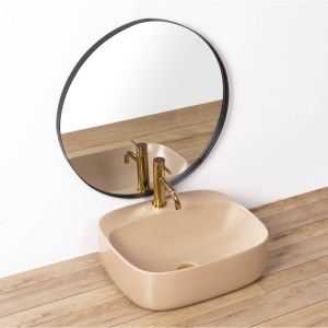 Chiuveta de blat REA LUIZA Beige 50 , Dimensiuni 50 cm x 42.5 x 15.5 cm, Ceramica Sanitara,Gaura baterie, Bej Mat - Img 2