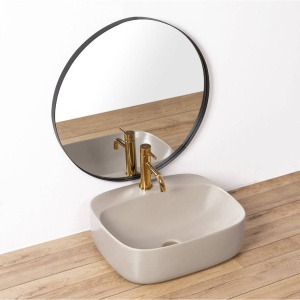 Chiuveta de blat REA LUIZA Grey 50 , Dimensiuni 50 cm x 42.5 x 15.5 cm, Ceramica Sanitara,Gaura baterie, Gri Mat - Img 6