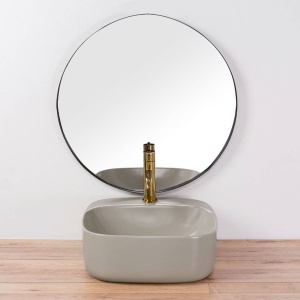 Chiuveta de blat REA LUIZA Grey Matt 42, Dimensiuni 42.5 cm x 42.5 x 15.5 cm, Ceramica Sanitara,Gaura baterie, Gri Mat - Img 5