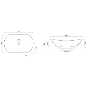 Chiuveta de blat REA ROYAL Edge , Dimensiuni 62.5 x 36 x 15 cm, Forma Ovala, Ceramica sanitara, Alb - Img 6