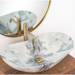 Chiuveta de blat REA ROYAL Granit Shiny, Dimensiuni 60.5 x 36 x 16 cm, Forma Ovala, Ceramica sanitara - Img 2