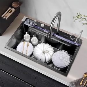 Chiuveta de bucatarie ARGOS multifunctionala, Dimensiune 68x46cm, Culoare Negru, Termostat cu Display LCD - Img 12
