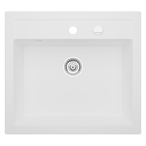 Chiuveta De Bucatarie Kernau, Model Minimalist Din Granit 59.5x54cm, Culoare Retro Pure White - Img 2
