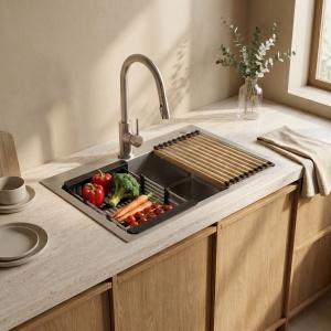 Chiuveta din inox cu set accesorii 3 piese Rea Liam Brush Nickel - Img 2