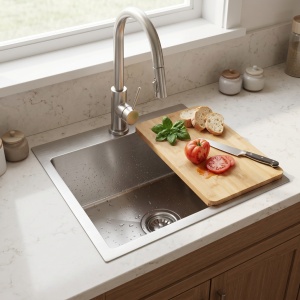 Chiuveta din inox cu set de accesorii Rea Leo 50 Brush Nickel - Img 4