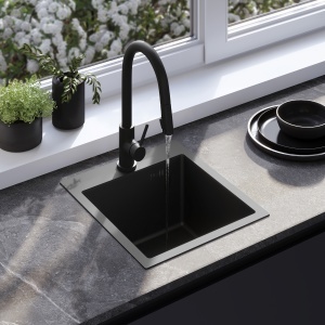 Chiuveta din otel cu set accesorii Rea Leo 40 Black - Img 5