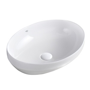 Chiuveta lavoar oval cu montaj pe blat, din ceramica alba, Lumo White Gloss 50 x 37 cm