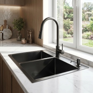 Chiuvetă pentru bucatarie din inox, neagra, Toby Black - Img 6