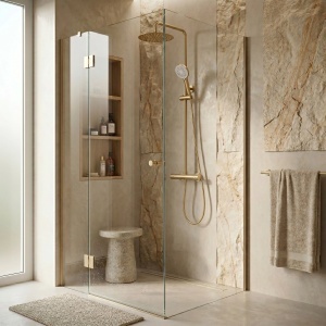 Coloana de dus cu termostat Rea Drop Brush Gold - Img 4