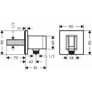 Cot conector cu suport para dus Hansgrohe Fixfit negru mat - Img 2