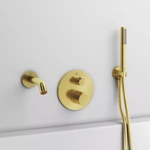 Cot de iesire dus cu suport Ideal Standard Multisuite auriu periat - Img 2