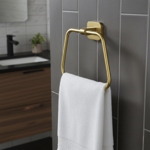 Cuier de baie Rea, inel prosoape Nico Brush Gold 5910 - Img 4