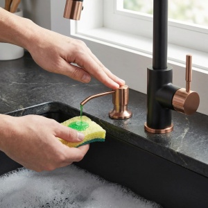 Dispenser detergent cu fixare pe chiuveta Rea LON Brush Copper - Img 2
