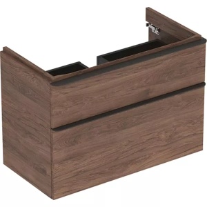 Dulap baza suspendat Geberit Smyle Square cu 2 sertare 89 x 47 cm nuc american