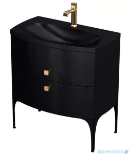 Dulap baza suspendat Oristo Louis 102 x 48 cm 2 sertare negru lucios