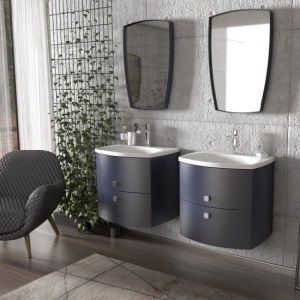 Dulap baza suspendat Oristo Louis bleumarin mat 102 x 48 cm 2 sertare - Img 3