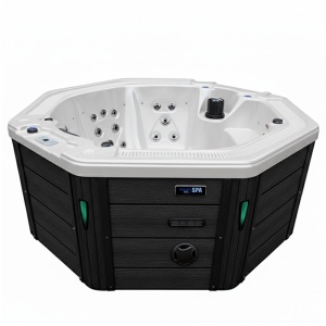 Jacuzzi de gradina alb, rotund exterior antracit PRO 107 pentru 6 persoane 220 x 200 x 97 cm