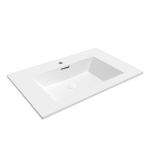 Lavoar baie incastrat din conglemerat, cu gaura baterie, alb, Veldman Lotus 60 x 46 cm - Img 2