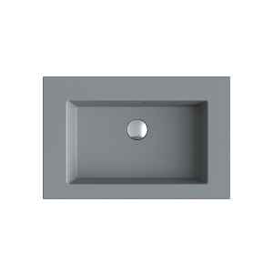 Lavoar baie incastrat din conglemerat, fara gaura baterie, gri mat, Veldman Lotus 60 x 46 cm - Img 2