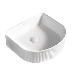 Lavoar ceramic alb cu caneluri si montaj pe blat Fino White Gloss 40 x 35 cm