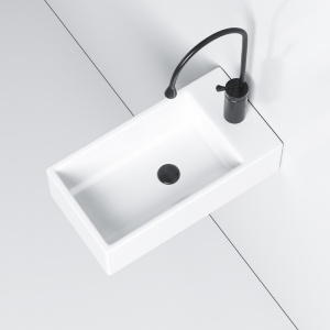 Lavoar ceramic dreptunghiular cu montaj pe blat Lucy White Gloss 46 x 25 cm - Img 3
