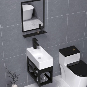 Lavoar ceramic dreptunghiular cu montaj pe blat Lucy White Gloss 46 x 25 cm - Img 13