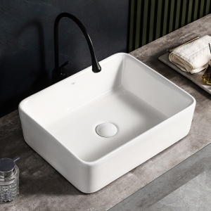 Lavoar ceramic dreptunghiular cu montaj pe blat Luxo White Gloss 41 x 31 cm - Img 2