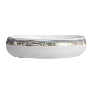 Lavoar ceramic oval alb cu decoratiune aurie Cari 60 x 40 cm - Img 8