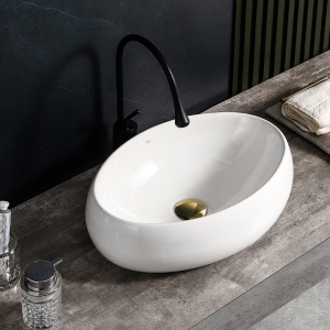 Lavoar ceramic oval cu montaj pe blat Cari White 50 x 31 cm - Img 9