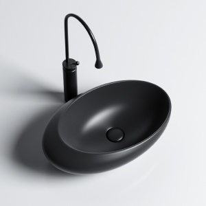 Lavoar ceramic oval cu montaj pe blat Emma Black Matt 49 x 31 cm - Img 3