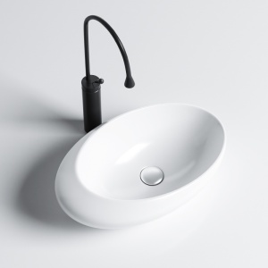 Lavoar ceramic oval cu montaj pe blat Emma White Gloss 49 x 31 cm - Img 3
