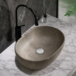 Lavoar ceramic oval cu montaj pe blat Neo Beige 48 x 34 cm - Img 4