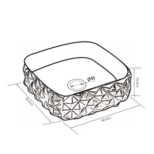 Lavoar ceramic patrat alb cu decoratii aurii si montaj pe blat Pearl White 40 x 40 cm - Img 8