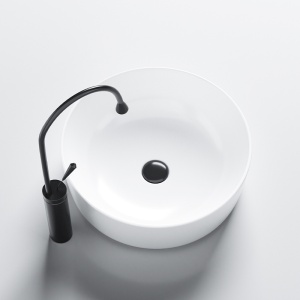 Lavoar ceramic rotund cu montaj pe blat Fino White Gloss 41 x 15 cm - Img 5
