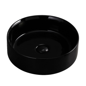 Lavoar ceramic rotund cu montaj pe blat Lava Black Gloss 36 x 12 cm
