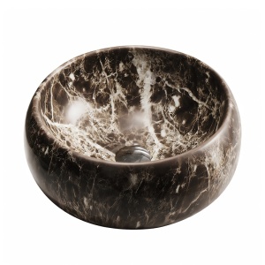Lavoar ceramic rotund cu montaj pe blat Naomi Marble Brown 40 x 15 cm - Img 15