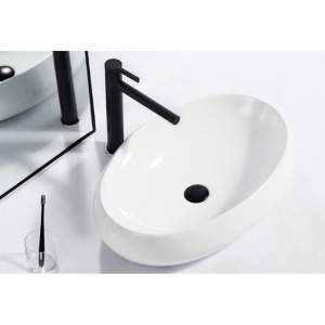 Lavoar de blat Alania, Dimensiuni 60 x 40 x 15.7 cm, Forma Ovala, Ceramica sanitara, Alb - Img 5
