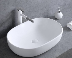 Lavoar de blat ANNA SLIM, Dimensiuni 61 x 41 x 13.5 cm, Forma Ovala, Ceramica sanitara, Alb - Img 8