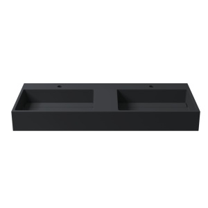 Lavoar De Blat Dublu PRO CASPIO BLACK, diferite dimensiuni, Montaj Pe Blat,Design Deosebit,Cu 1/2 sau fara Gaura Baterie, Conglomerat,Negru Mat - Img 4